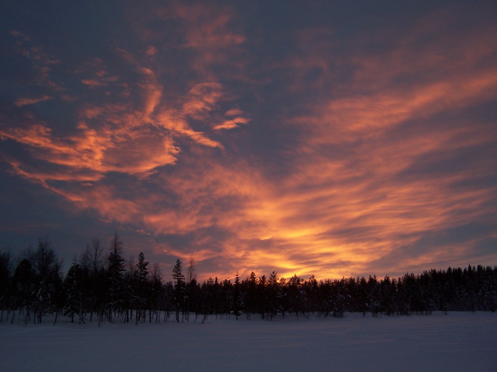 Coucher de soleil en Laponie