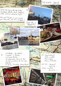 Carnet de voyage en Laponie;En mars 2014, j’ai passé une semaine en Laponie Suédoise, dans une cabane seul sur le bord de la rivière Kalix. Récit et photos de cette aventure. Départ de bois le roi, direction l'aéroport CDG, puis Arlanda et Stockholm en Suède;visite de stockholm, et départ pour Kiruna en train