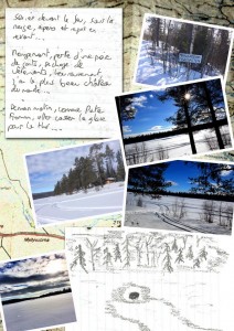 Carnet de voyage en Laponie;En mars 2014, j’ai passé une semaine en Laponie Suédoise, dans une cabane seul sur le bord de la rivière Kalix. Récit et photos de cette aventure. Départ de bois le roi, direction l'aéroport CDG, puis Arlanda et Stockholm en Suède;visite de stockholm, et départ pour Kiruna en train;arrivée en Laponie, motoneige jusqu'au camp de base sur le bord de la rivière.